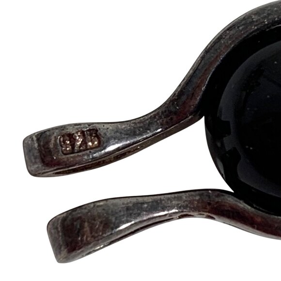 Designer Signed LJ Sterling Silver 925 Pendant ONLY w/ Black Spinning Onyx - Picture 3 of 7